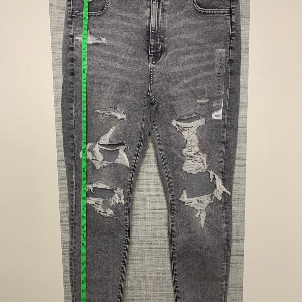 AE American Eagle next level stretch super high rise jeans grey NWT 14 short